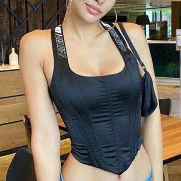 I AM GIA. SIOBHAN BLACK SATIN CORSET XXS - Picture 1 of 4